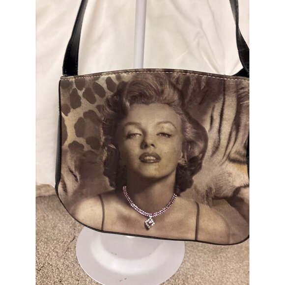 Marilyn Monroe Animal Print Shoulder Bag With Rhinestone Necklace Design Small - Picture 1 of 11
